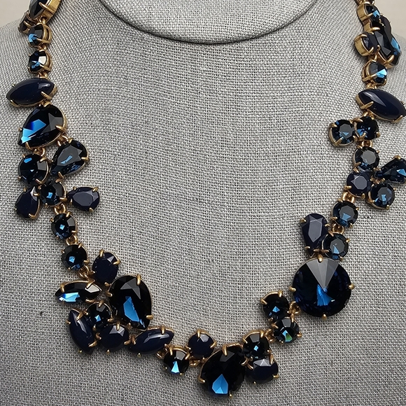 J. Crew Jewelry - [J. CREW] Blue Crystal Foliage Collar Statement Necklace
